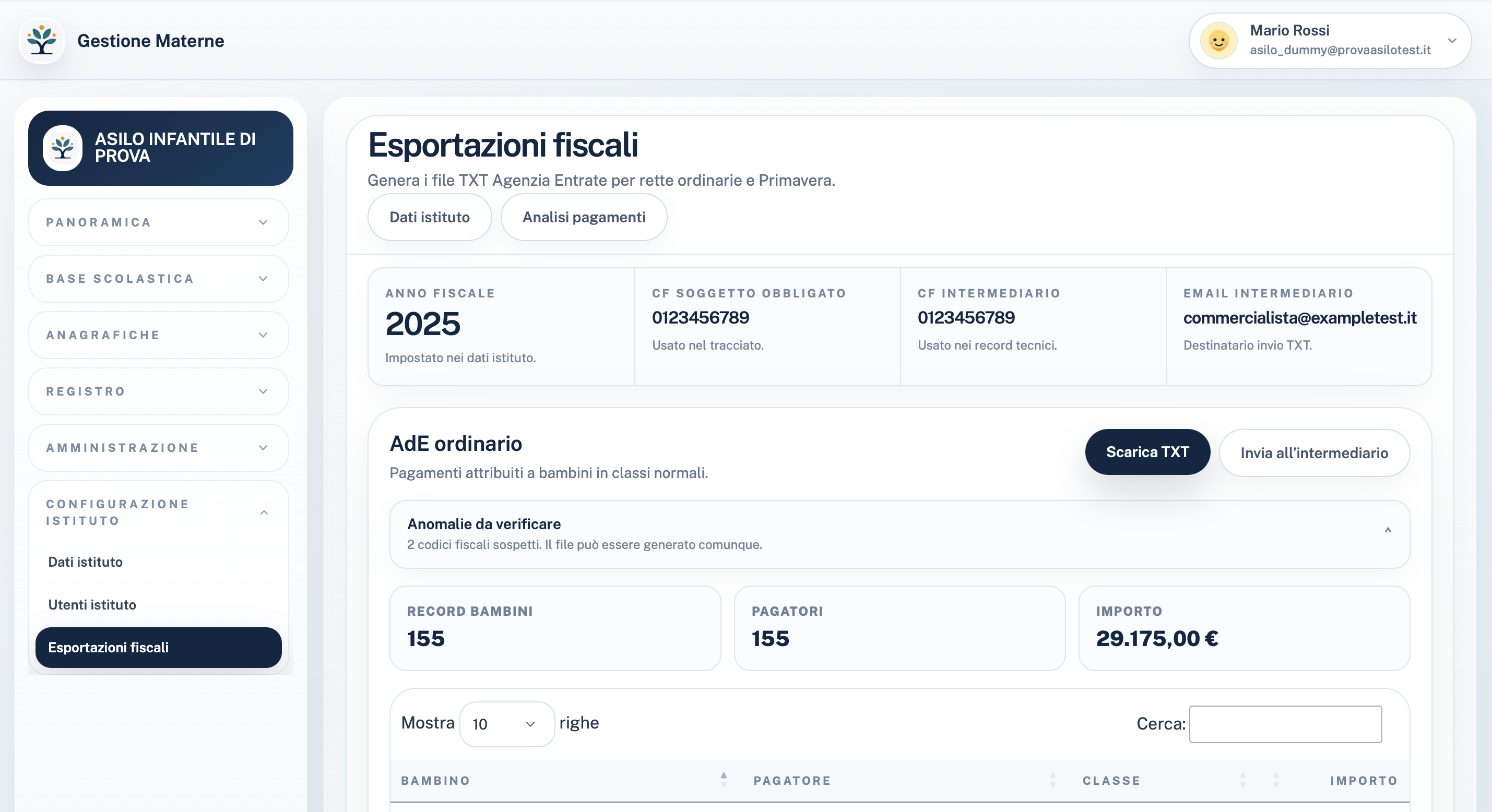 Esportazioni fiscali Agenzia Entrate con controlli e file TXT