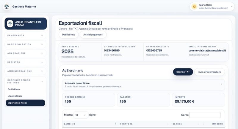 Esportazioni fiscali Agenzia Entrate con controlli e file TXT